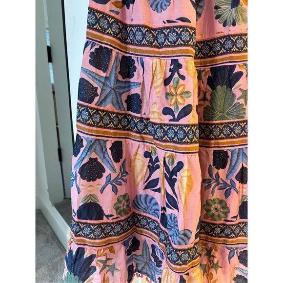 NWT Farm Rio SEASHELL tiered PINK MIDI DRESS, XXS $275 - Picture 7 of 9